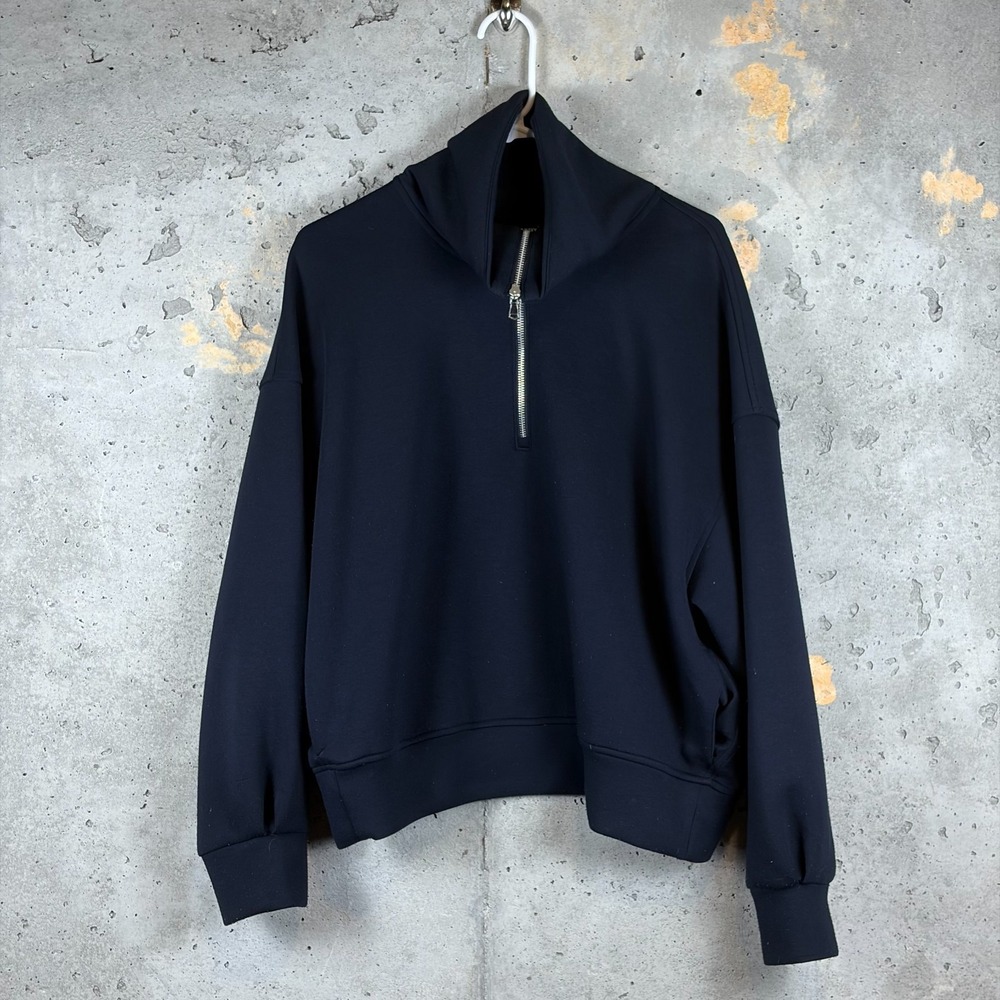 Old Navy Active Bounce Fleece Sweatshirt Womens XL Black Stretch High Neck Zip
